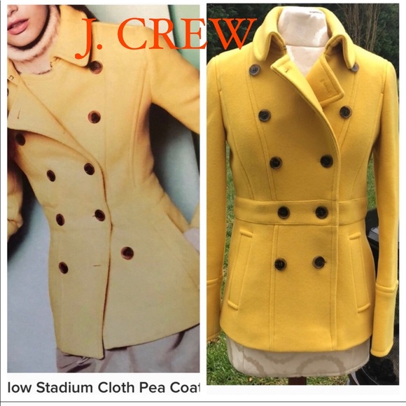 J. Crew Jackets & Blazers - J. Crew Majesty Pea Coat Yellow Stadium Cloth